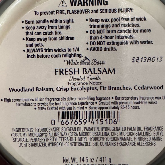 Fresh Balsam Candle Bath and Body Works - Picture 3 of 3